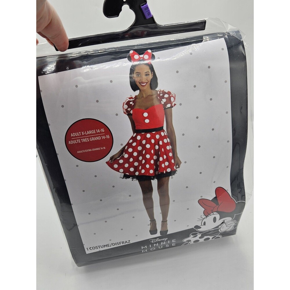 New Disney Minnie Mouse Adult XL 14-16 Costume Halloween Cosplay Dress Ears #789